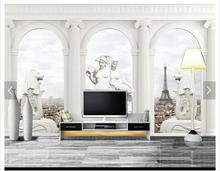 Personalizado foto wallpapers 3d tv papel de parede murais europeu cilíndrico pedra tv fundo papéis para sala estar decoração 2024 - compre barato
