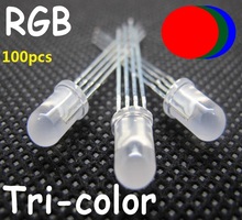 100 шт. 5 мм RGB светодиодный 4 контакта белый диффузный Светодиодный 5 мм общий катод RGB светодиодный молочно-белый объектив 5 мм трехцветный красный, синий, зеленый светодиодный 2024 - купить недорого