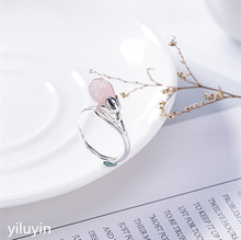 KJJEAXCMY boutique jewelry S925 pure silver, natural powder, magnolia flower, simple and fresh, fashionable lady ring. 2024 - buy cheap