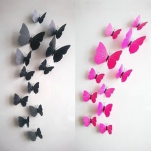 12pcs  Home Butterfly Stickers Simulation 3D Butterfly Wall Stickers Color Butterfly  Creative Bedroom Wall Stickers 2024 - buy cheap