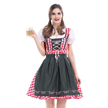 Ladies Oktoberfest Fancy Dress German Bavarian Octoberfest Beer Womens Costume Red Plaid Maid dress 2024 - buy cheap