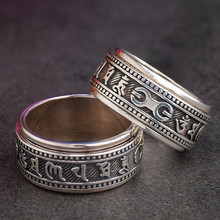 Anéis mantra de prata 925 para homens, joia rotativa om mani padme hum budismo tibetano 2024 - compre barato