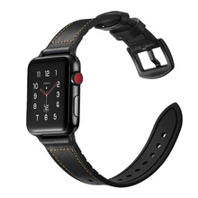 BEAFIRY-Correa deportiva de cuero + silicona para Apple Watch 4, banda de 40mm, 44mm, iwatch 4/3/2/1, banda de reloj de liberación rápida de 38mm y 42mm 2024 - compra barato