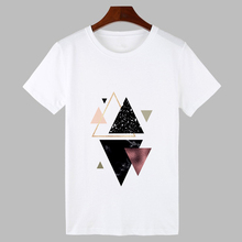 Camiseta estampada geométrica feminina, verão, roupas para mulheres, seção fina, camiseta feminina, manga curta, harajuku, branca, 2019 2024 - compre barato