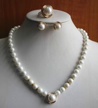 Conjunto de joyería de perla de color blanco puro para mujer, collar y anillo para pendientes (7/8/9) 2024 - compra barato