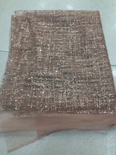 modern design rose gold french net lace fabric glued glitter african Tulle lace yaking-113 for nice dress 2024 - buy cheap
