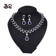 Be 8 Exquisite CZ Wedding Party Jewelry Set Water Drop Design High Quality Bridal Necklace Earring Dubai Jewelry YC003 2024 - buy cheap