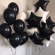 Balões laminados de alumínio para festa de aniversário, balões de estrela branco e preto, 18 polegadas, suprimentos para decoração de festa de casamento, 2.3g de hélio, globos, brinquedos para bebês 2024 - compre barato