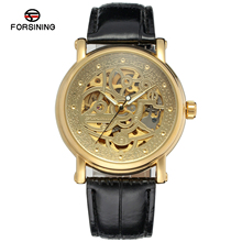 Relógio de pulso redondo masculino, relógio de pulso redondo esqueleto com movimento automático da moda para homens, cores prata e dourado 2024 - compre barato