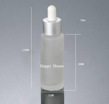 20 x 30ml Refillable Flat Frost Glass Dropper Bottle With Silver Black Drop Pipette Dropper Vial 1oz  Glass Sample Container 2024 - buy cheap