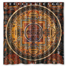 ¡Novedad! telón de baño y ducha de poliéster impermeable con estampado de fondo de Mandala Thangka de Tíbet (180X180 CM) 2024 - compra barato