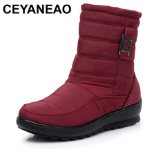CEYANEAO-Botas gruesas de felpa para mujer, zapatos impermeables y cálidos, botines de nieve, Invierno 2024 - compra barato