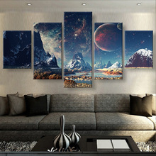 Lienzo de 5 piezas con impresiones de montañas y espacio, lienzo de pintura, póster, decoración de pared para el hogar, arte para la sala de estar, Envío Gratis, sin marco 2024 - compra barato