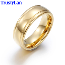 Trustylan tamanho 6-13 anel anel anel anel aneis 7mm de largura banda de casamento masculino nunca desvanecer ouro cor tungstênio aço anel para jóias masculinas 2024 - compre barato