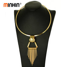 MINHIN Fashion Gold Torques Necklace Delicate African Design Tassel Pendant Choker Wholesale Women Statement Necklace 2024 - buy cheap