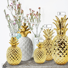 Figuritas de piña dorada de cerámica creativa, miniaturas de frutas y plantas feng shui modernas, decoración del hogar, artesanías, accesorios para regalos 2024 - compra barato