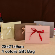 10 шт./лот 28x21x9 см маленький шарф Конверт Стиль Подарочная коробка бант лента Подарочная коробка маленький свежий милый мешок для подарков 2023 - купить недорого