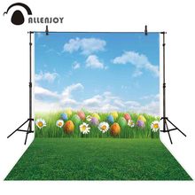 Allenjoy Easter photography backdrop egg spring flower green grass sky background photo studio child photophone photocall props 2024 - buy cheap
