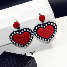 Super Cute Big Exaggerated Pearl Acrylic Heart Dangle Drop Earrings Fashion Jewelry for Women 2024 - buy cheap