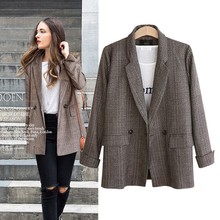 Autumn Women Plaid Blazers Jackets Formal Work Office Lady Suit Jacket Loose Notched Business Female Blazer Coat plus size 2024 - buy cheap