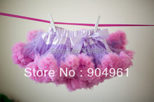 Petti-Falda tutú para bebés, falda de tul suave, traje para fiesta de cumpleaños, baile, púrpura claro con dobladillo rosa 2024 - compra barato