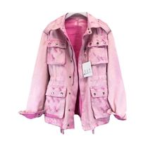 2018 Fashion Spring Autumn New High quality Temperament Pink Washed Hole Denim Slim Waist Long Sleeve Jacket Female Tide H001 2024 - buy cheap
