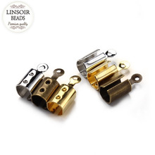 Linvisual 100 fechos de extremidade de metal, para pulseira de couro 4/6mm, conectores dourados para fazer joias diy f778 2024 - compre barato