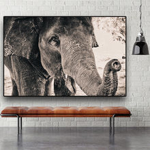 Pintura en lienzo de animales en blanco y negro de elefante de África salvaje, carteles e impresiones de Cuadros, imágenes artísticas de pared para decoración para sala de estar 2024 - compra barato