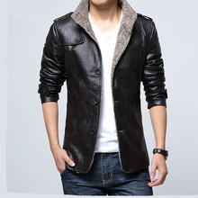 Winter PU Leather Casual Jackets Men Thermal Coats Male Faux Leather Jackets Warm and Velvet Stand collar Men's Leather Coat 2024 - buy cheap