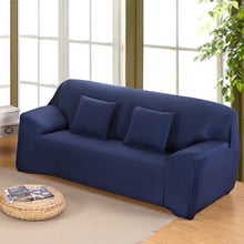 Полноразмерный чехол для дивана темно-синего цвета, растягивающийся тканевый чехол для дивана, эластичный чехол на одно/два/три/четыре сиденья 2024 - купить недорого