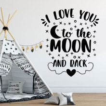 EU Te Amo Até A Lua E de Volta Dos Desenhos Animados Decalques Quote Parede Vinil Home Decor Para Crianças Quarto Do Berçário Adesivo estrela Papel De Parede BO49 2024 - compre barato