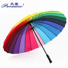 Женский Радужный Зонт с большой длинной ручкой, прямой разноцветный зонт, солнечный и дождливый зонт, 2019 2024 - купить недорого