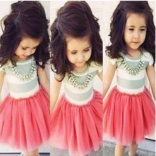 2015 verão New kids meninas listrado vestido de princesa vestido bebê meninas rendas Tutu nova chegada 2024 - compre barato