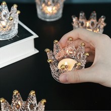 Crown Candlestick Crystal Ashtray High Borosilicate Glass Practical Tea Light Stand Gift Wedding European Candle Holder 2024 - buy cheap