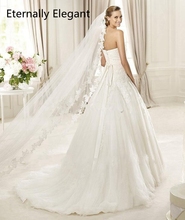 Véu de noiva com pente longo de 3m, véu de noiva branco/marfim, fotos reais, veu de noiva, md3030 2024 - compre barato