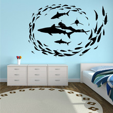 SHARK DIVING FISH SEA DIVER SHARKS vinyl wall art sticker decal Removable Bathroom Wallpaper Mural Stickers muraux D417 2024 - buy cheap