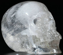 Xd j00336-cráneo de cristal tallado de roca de cuarzo enorme, curación, realista, envío gratuito 2024 - compra barato