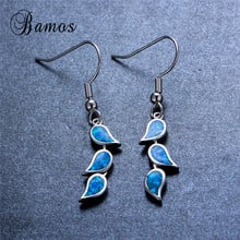 Bamos-pendientes colgantes de gota de agua para mujer, aretes dobles de ópalo de Fuego Azul/blanco, Color plateado, elegante, el mejor regalo 2024 - compra barato