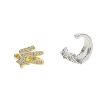 Pendiente con forma de estrella para mujer, arete de zirconia cúbica, color dorado y plateado, un solo clip, joyería de fiesta, 1 ud. 2024 - compra barato