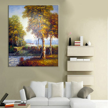 Hand Painted Oil Painting Hang Paintings Room Decor Modern Wall Birches Picture Home Decor European Landscape Canvas Painting 2024 - buy cheap
