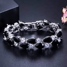 Threegrace pulseiras de luxo zircônia cúbica cristal, grande corrente de ligação, para casamento, noivado para mulheres joias de festa br011 2024 - compre barato