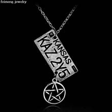 Free Shipping For20Pcs Movie Style Jewelry Supernatural Kansas KAZ 2Y5 License Plate Number Pendant Necklace Vintage Necklace 2024 - buy cheap