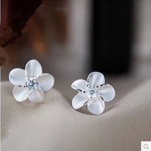 SHUANGR-pendientes de plata de primera ley con forma de flor para mujer, aretes pequeños, plata esterlina, Circonia cúbica, zirconia, circonita, zirconita, zirconita, diseño clásico, regalo creativo 2024 - compra barato