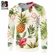 OGKB-Sudadera Harajuku con estampado gráfico 3D para hombre y mujer, ropa para parte superior masculina, con estampado gráfico de piña y flores, Sudadera con capucha informal, nueva colección 2024 - compra barato