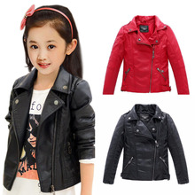 Baby girls clothes Faux Leather outerwear kids coats Children's clothing 2021 fashion spring and autumn child jackets 2 color 2024 - buy cheap