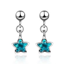 Creative Azure River Flash 925 Sterling Silver Jewelry Mini Heart Blue Star Temperament Female Exquisite Earrings  XZE074 2024 - buy cheap