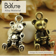 BoYuTe (40 Pieces/Lot) 24*13MM Vintage Diy Accessories Parts Alloy Antique Bronze Silver Bear Pendants for Jewelry Components 2024 - buy cheap