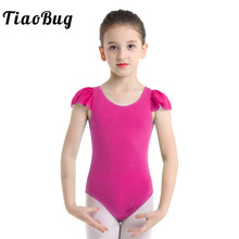 TiaoBug Kids Ruffled Sleeve Ballet Leotard Stage Dance Costume Children Girls Solid Color Gymnastics Leotard Sports Gym Bodysuit 2024 - buy cheap
