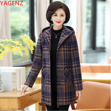 Fashion Autumn Winter clothing Tops New Hooded lattice Woolen coat elegant women coats plus-size Long sleeve women's coats  1815 2024 - buy cheap