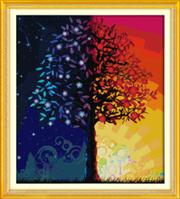 Набор для вышивки крестиком с изображением цветного дерева lanscape garden 14ct 11ct 2024 - купить недорого